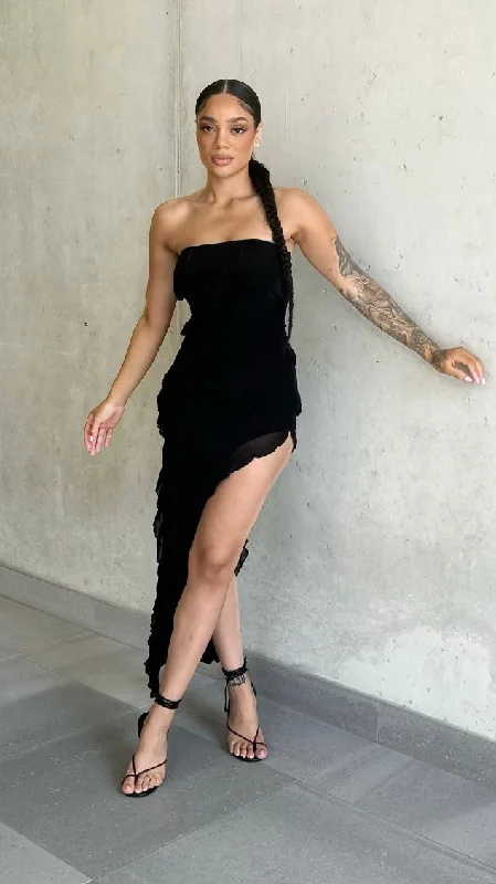 Enjoy Huge Discounts Now!Enjoy Huge Discounts Now!Strapless Side Split Ruffle Dress Enjoy Huge Discounts Now!Enjoy Huge Discounts Now!Strapless Side Split Ruffle Dress