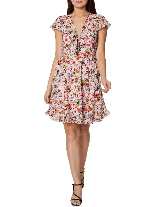Time to Save Big!Womens Floral Ruffle Mini Dress