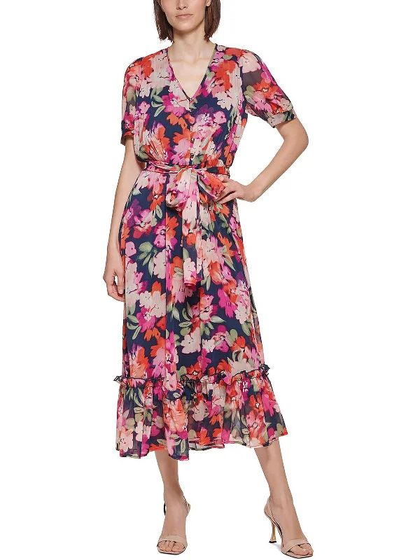 Hottest Discounts of the Year!Hottest Discounts of the Year!Womens Floral Ruffled Midi Dress Hottest Discounts of the Year!Hottest Discounts of the Year!Womens Floral Ruffled Midi Dress