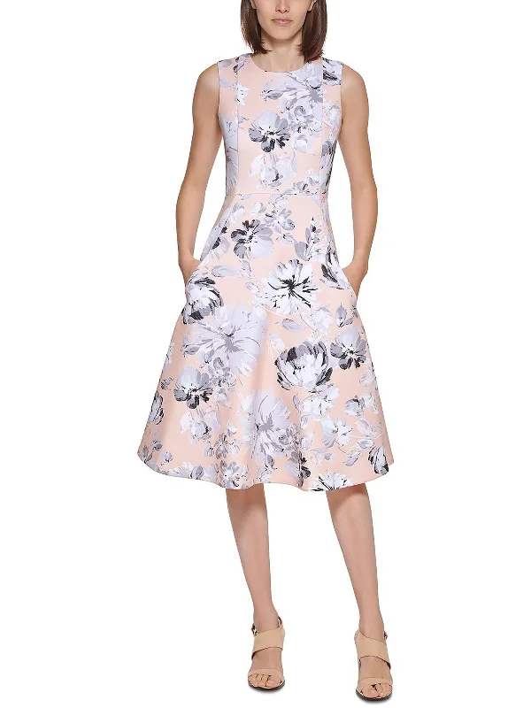 Huge Price Cuts Await!Huge Price Cuts Await!Womens Knit Floral Midi Dress