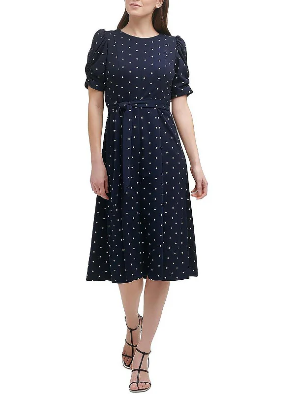 Limited Time Offer!Limited Time Offer!Womens Knit Polka Dot Midi Dress
