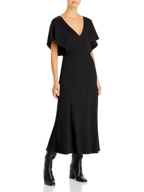 Shop Before It’s Gone!Shop Before It’s Gone!Womens Linen Blend V-Neck Midi Dress