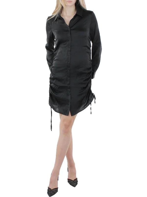 Limited Deals, Unlimited Savings!Womens Ruched Button Front Mini Dress
