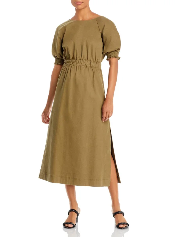 Hurry! While Supplies Last!Hurry! While Supplies Last!Womens Twill Puff Sleeve Midi Dress