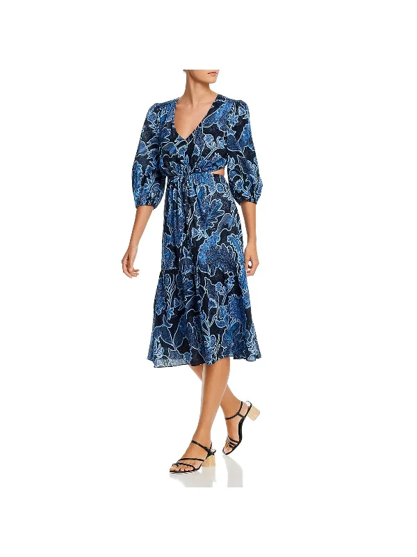 Buy One, Get One Free!Buy One, Get One Free!Womens V Neck Tie Front Midi Dress