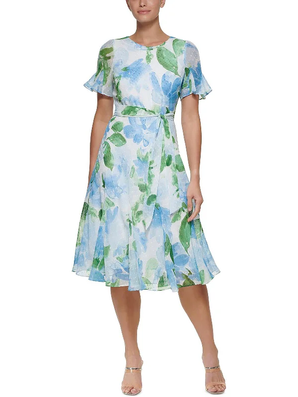 Shop Smart, Save Big!Shop Smart, Save Big!Zelda Womens Chiffon Printed Midi Dress