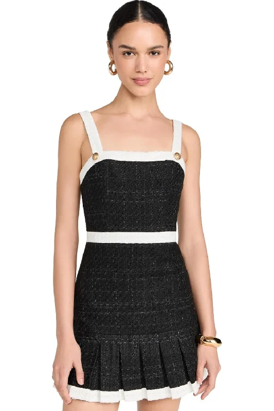 Grab Yours Before It’s Too Late!Grab Yours Before It’s Too Late!alice + olivia Women's Clarine Square Pleated Mini Dress, Black/Off White