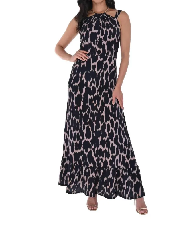 Instant Savings Await!Instant Savings Await!Animal Print Maxi Dress In Black/blush