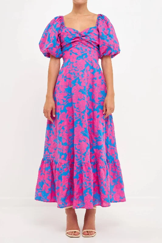 Today’s Deals, Tomorrow’s Regrets!Today’s Deals, Tomorrow’s Regrets!Avery Floral Cut Out Maxi Dress In Blue/fuchsia