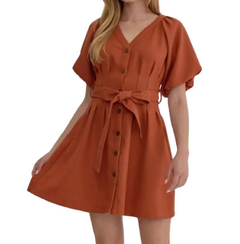 Biggest Sale of the Season!Biggest Sale of the Season!Belted Mini Dress In Rust