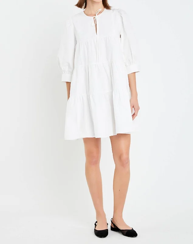 Flash Sale – Act Fast!Flash Sale – Act Fast!Blouson Sleeve Poplin Mini Dress In White Flash Sale – Act Fast!Flash Sale – Act Fast!Blouson Sleeve Poplin Mini Dress In White