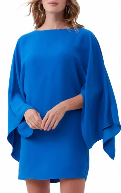 Unbeatable Prices!Unbeatable Prices!Cape Sleeve Mini Dress In Royal Blue