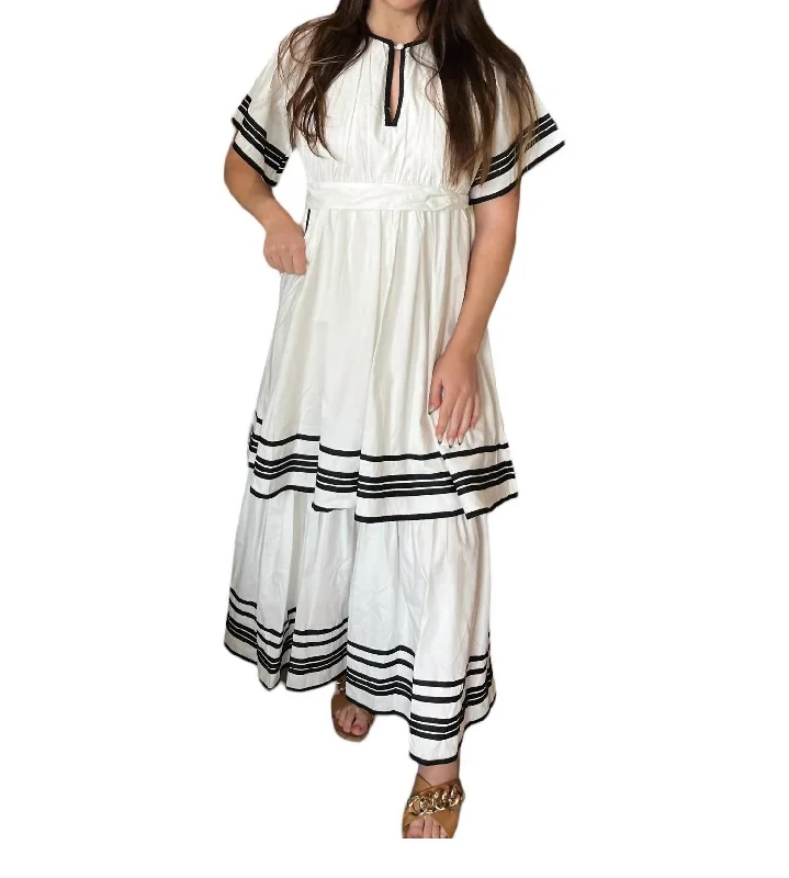 Shop Early, Save Big!Shop Early, Save Big!Chloe Tiered Maxi Dress In White And Black Shop Early, Save Big!Shop Early, Save Big!Chloe Tiered Maxi Dress In White And Black