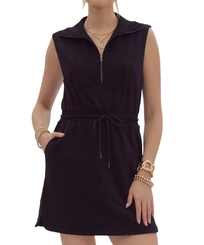 Save Up to 50% Off!Save Up to 50% Off!Collared Mini Dress With Zip Up Detail In Black Save Up to 50% Off!Save Up to 50% Off!Collared Mini Dress With Zip Up Detail In Black