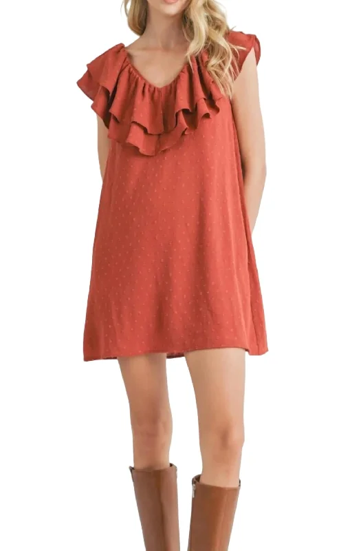 Time to Save Big!Time to Save Big!Collectible Layered Ruffle Mini Dress In Marsala Time to Save Big!Time to Save Big!Collectible Layered Ruffle Mini Dress In Marsala