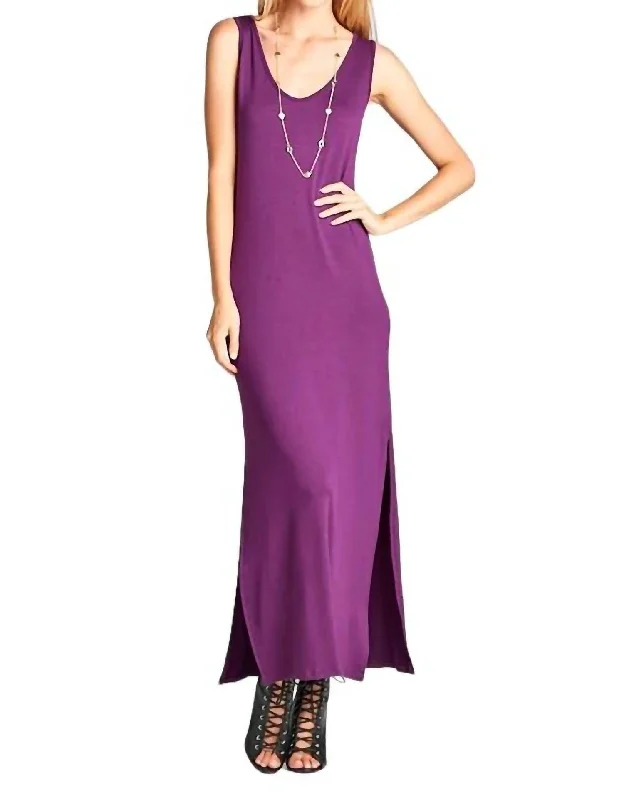 Get More for Less!Get More for Less!Dahlia Side Slit Maxi Dress In Eggplant