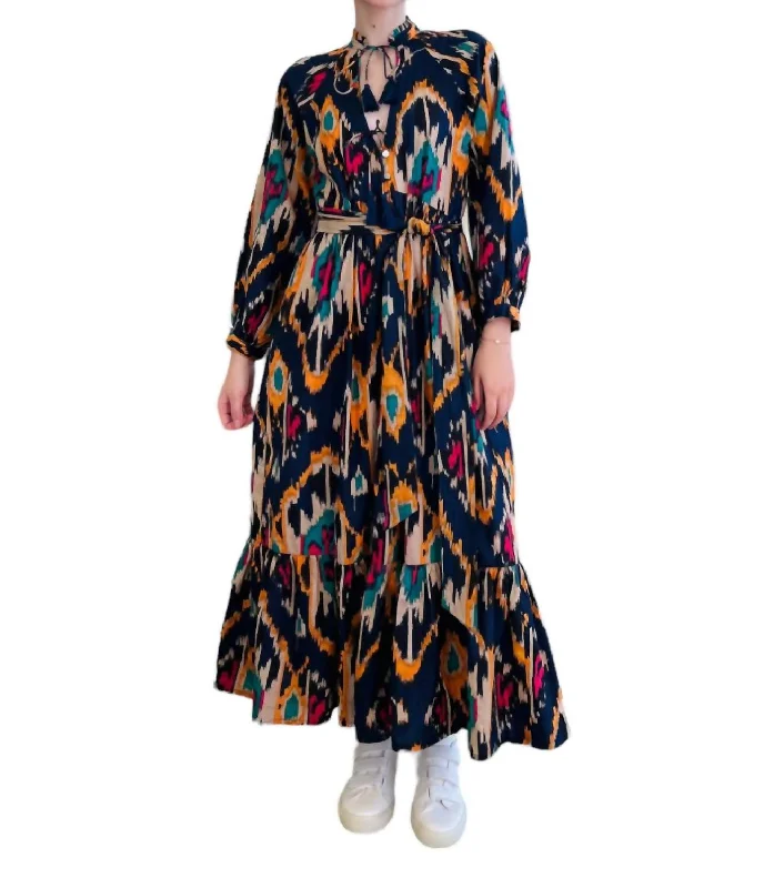Shop More, Spend Less!Shop More, Spend Less!Destiny Maxi Dress In Navy Ikat