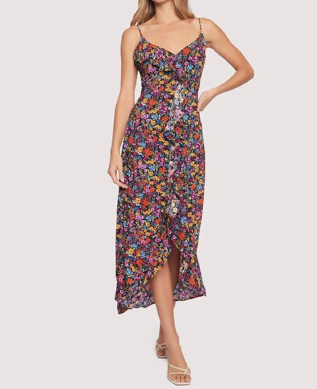 Great Deals, Just for You!Great Deals, Just for You!Flora Garden Maxi Dress In Black,lavender
