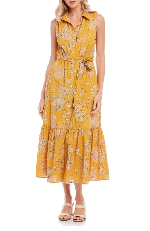 Get It Before It’s Gone!Get It Before It’s Gone!Floral Belted Tiered Maxi Dress In Print Yellow