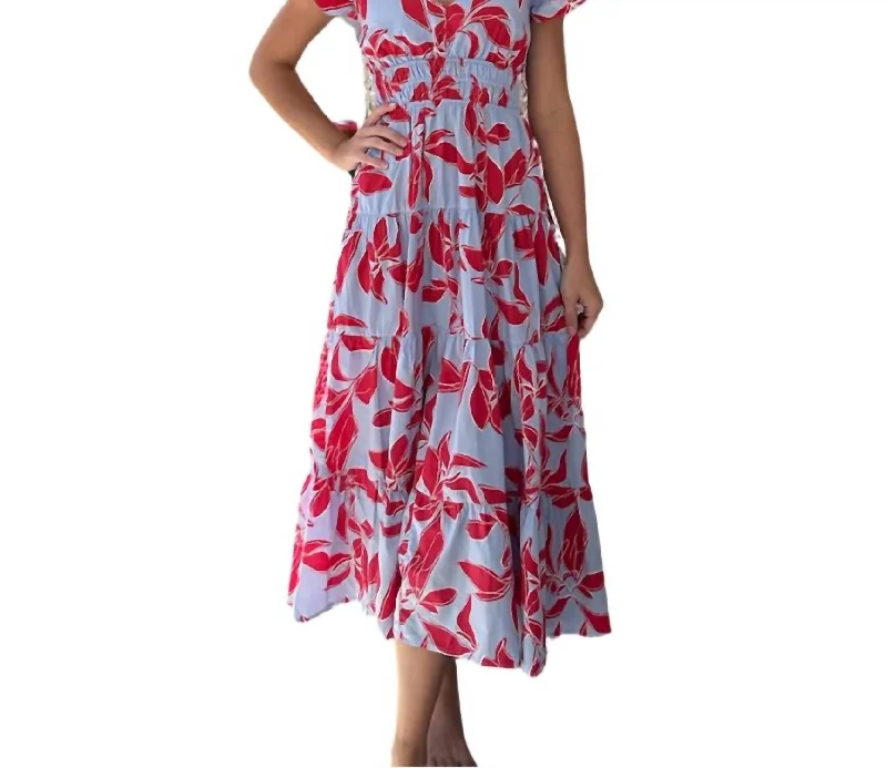 Hurry! While Supplies Last!Hurry! While Supplies Last!Floral Print Maxi Dress In Light Blue/red Hurry! While Supplies Last!Hurry! While Supplies Last!Floral Print Maxi Dress In Light Blue/red