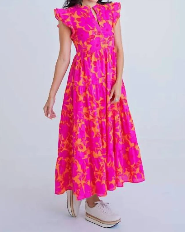 Must-Have Deals Inside!Must-Have Deals Inside!Floral Tier Maxi Dress In Pink