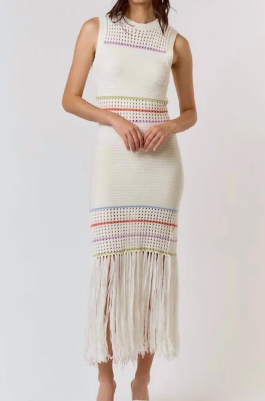 Find the Best Deals Here!Find the Best Deals Here!Fringe Hem Maxi Dress In Ivory