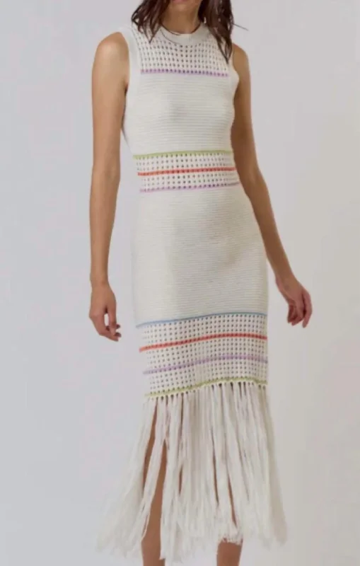 Shop Today, Save Tomorrow!Shop Today, Save Tomorrow!Fringe Knit Maxi Dress In White Multi Shop Today, Save Tomorrow!Shop Today, Save Tomorrow!Fringe Knit Maxi Dress In White Multi