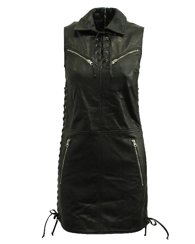 Shop the Hottest Deals!Shop the Hottest Deals!McQ Lace-Up Mini Dress in Black Leather