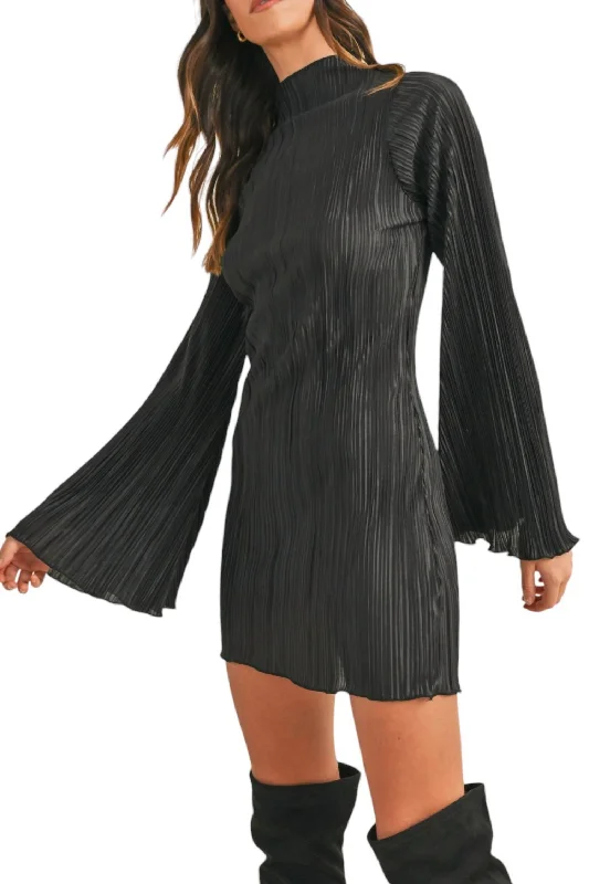 Shop More, Spend Less!Shop More, Spend Less!Mock Neck Pleated Satin Mini Dress In Black Shop More, Spend Less!Shop More, Spend Less!Mock Neck Pleated Satin Mini Dress In Black