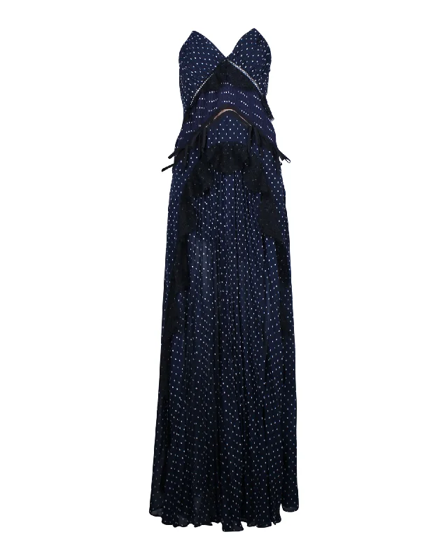 Your Exclusive Offer Awaits!Your Exclusive Offer Awaits!Self-Portrait Polka Dot Print Maxi Dress in Navy Blue Polyester Your Exclusive Offer Awaits!Your Exclusive Offer Awaits!Self-Portrait Polka Dot Print Maxi Dress in Navy Blue Polyester