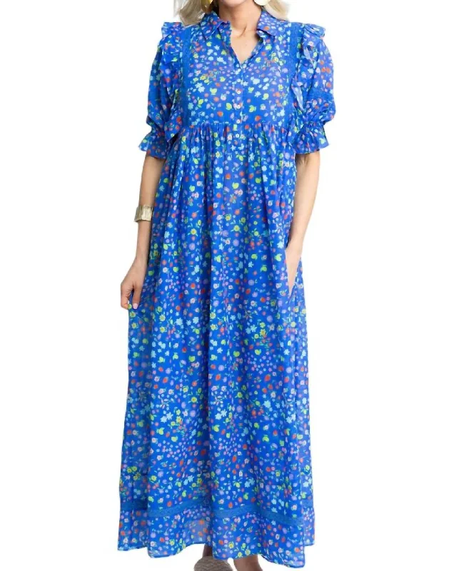 Savings You Can’t Ignore!Summer Floral Tier Maxi Dress In Blue