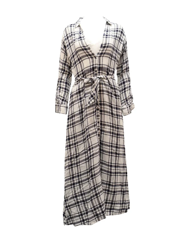 Your Favorite Items on Sale Now!Your Favorite Items on Sale Now!Theory Checkered V-Neck Longsleeve Maxi Dress in White Viscose Your Favorite Items on Sale Now!Your Favorite Items on Sale Now!Theory Checkered V-Neck Longsleeve Maxi Dress in White Viscose