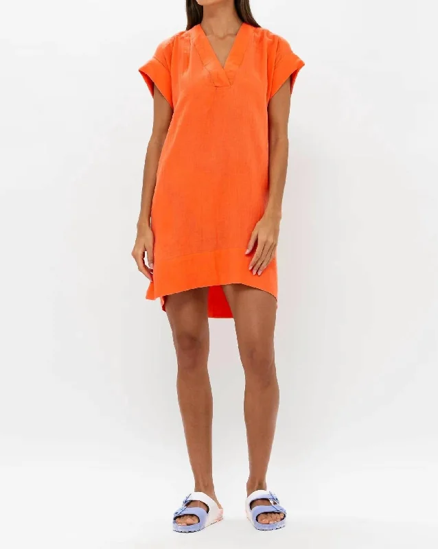 Biggest Sale of the Season!Biggest Sale of the Season!V-Neck Roll Sleeve Mini Dress In Bahama Orange Biggest Sale of the Season!Biggest Sale of the Season!V-Neck Roll Sleeve Mini Dress In Bahama Orange