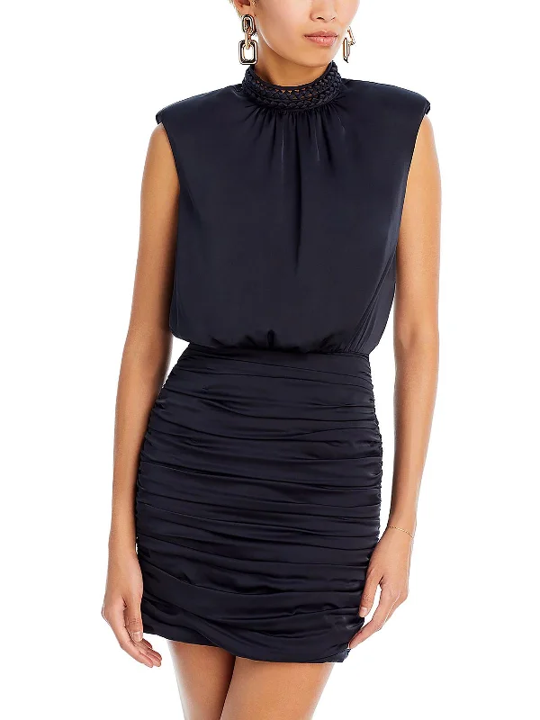 Stock Up and Save!Stock Up and Save!Womens Braided Mock Neck Mini Dress
