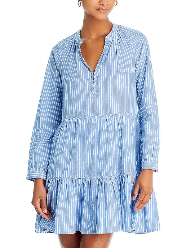 Save Like Never Before!Save Like Never Before!Womens Metallic Striped Mini Dress