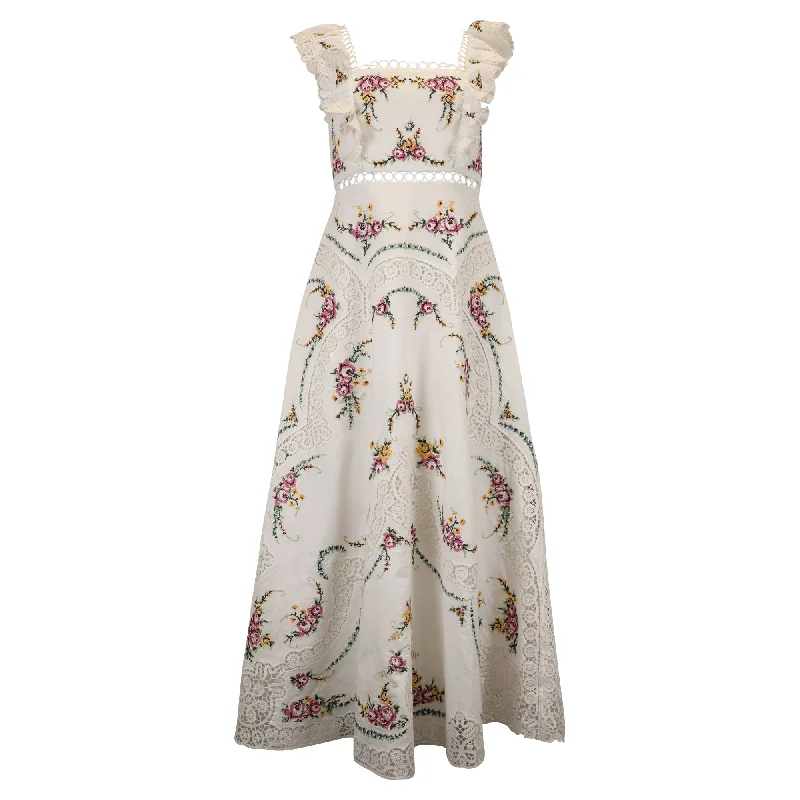 Save More Than Ever!Save More Than Ever!Zimmermann Allia Lace-trimmed Embroidered Maxi Dress in White Cotton Save More Than Ever!Save More Than Ever!Zimmermann Allia Lace-trimmed Embroidered Maxi Dress in White Cotton
