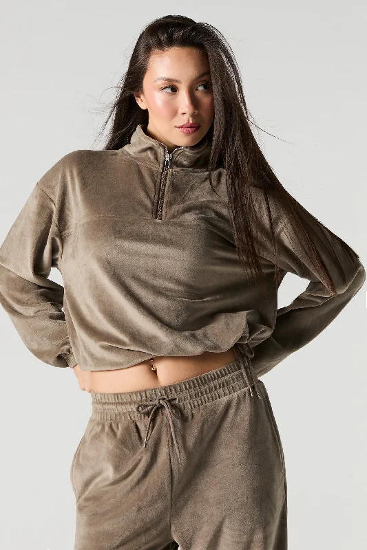 Hurry, Sale Ends Soon!Velour Quarter Zip Sweatshirt