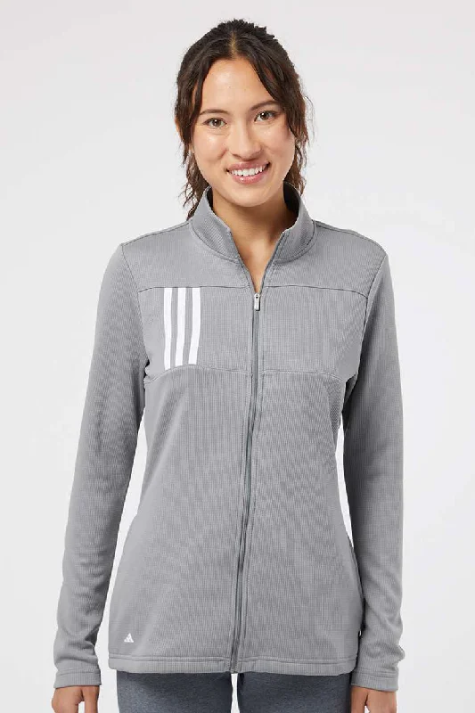 One Day Only – Huge Savings!One Day Only – Huge Savings!Adidas Womens 3 Stripes Double Knit Moisture Wicking 1/4 Zip Sweatshirt - Grey/White