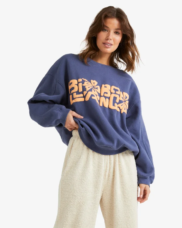 Must-Have Deals Inside!Must-Have Deals Inside!Billabong Tiki Vibes Kendall Crew Sweatshirt-Blue Surf