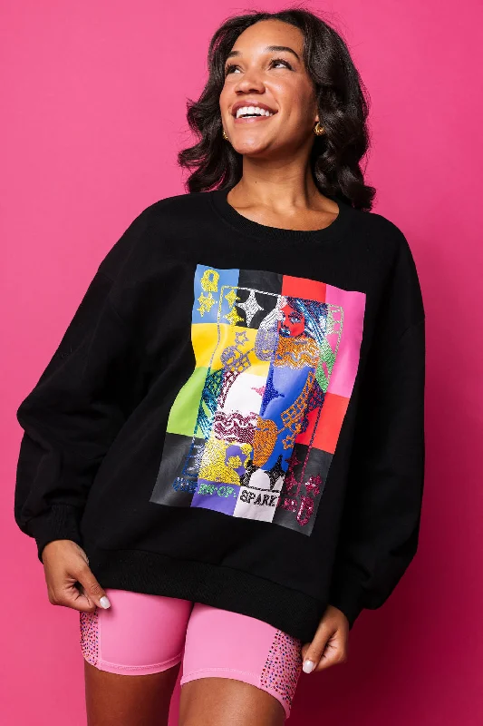 Find Your Perfect Deal Today!Find Your Perfect Deal Today!Black Colorblock Queen Logo Sweatshirt Find Your Perfect Deal Today!Find Your Perfect Deal Today!Black Colorblock Queen Logo Sweatshirt