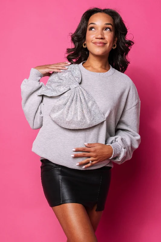 Your Wallet Will Thank You!Your Wallet Will Thank You!Grey Rhinestone Oversized Bow Sweatshirt Your Wallet Will Thank You!Your Wallet Will Thank You!Grey Rhinestone Oversized Bow Sweatshirt