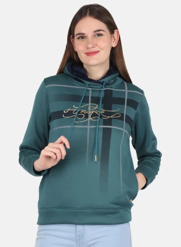 Buy More, Save More!Women Green Printed Sweatshirt