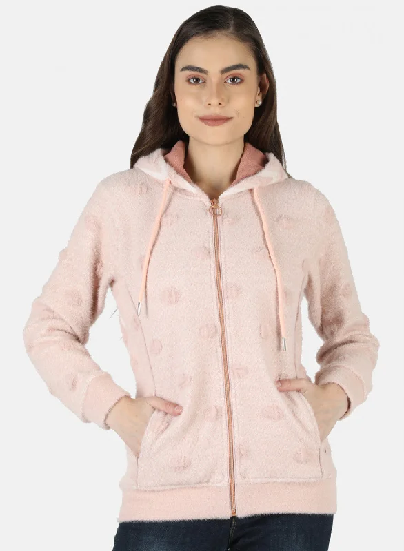 Massive Price Cuts!Women Peach Jaquard Sweatshirt