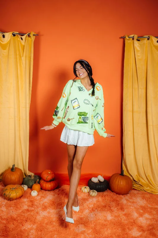 Instant Savings Await!Instant Savings Await!Neon Green Baking Icon V Neck Sweatshirt