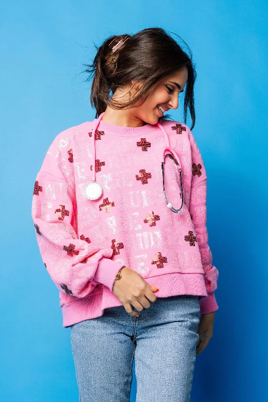 Unlock Huge Savings Now!Unlock Huge Savings Now!Pink 'Nurse' All Over Sweatshirt
