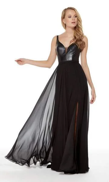 Save More Than Ever!Save More Than Ever!Alyce Paris - 60242 Leather Bodice Deep V-neck Chiffon A-line Dress - 1 pc Black In Size 6 Available Save More Than Ever!Save More Than Ever!Alyce Paris - 60242 Leather Bodice Deep V-neck Chiffon A-line Dress - 1 pc Black In Size 6 Available