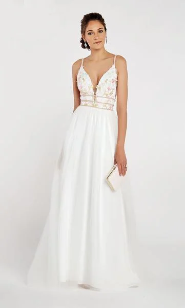 Your Best Deals Are Here!Your Best Deals Are Here!Alyce Paris - 60466 Embroidered Plunging Neck Tulle A-line Dress - 1 pc Diamond White/Pink In Size 0 Available Your Best Deals Are Here!Your Best Deals Are Here!Alyce Paris - 60466 Embroidered Plunging Neck Tulle A-line Dress - 1 pc Diamond White/Pink In Size 0 Available