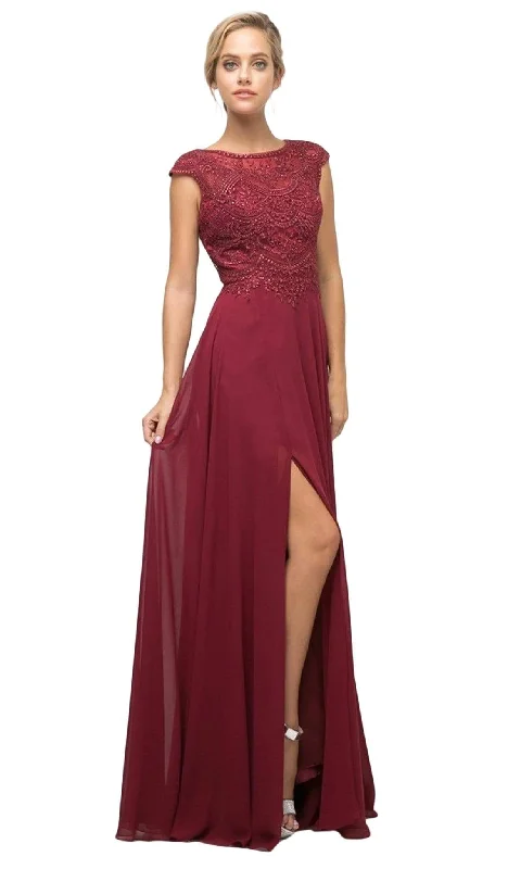 Special Discounts Inside!Special Discounts Inside!Cinderella Divine - UL035 Beaded Lace Bodice Scallop Cap Sleeve Chiffon Gown - 1 pc Burgundy In Size M Available Special Discounts Inside!Special Discounts Inside!Cinderella Divine - UL035 Beaded Lace Bodice Scallop Cap Sleeve Chiffon Gown - 1 pc Burgundy In Size M Available