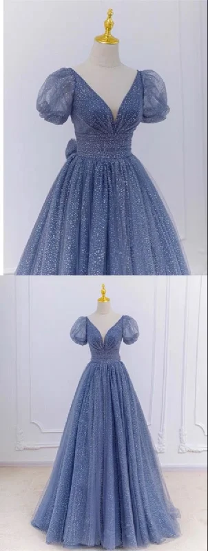 One Day Only – Huge Savings!One Day Only – Huge Savings!Dusty blue prom dresses sparkles princess ball gown with sleeves cg21903 One Day Only – Huge Savings!One Day Only – Huge Savings!Dusty blue prom dresses sparkles princess ball gown with sleeves cg21903