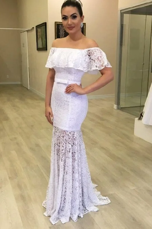 Limited Deals, Unlimited Savings!Limited Deals, Unlimited Savings!Lace Off-the-shoulder White Bridal Gown with Sheer Skirt Prom Dress cg21969 Limited Deals, Unlimited Savings!Limited Deals, Unlimited Savings!Lace Off-the-shoulder White Bridal Gown with Sheer Skirt Prom Dress cg21969